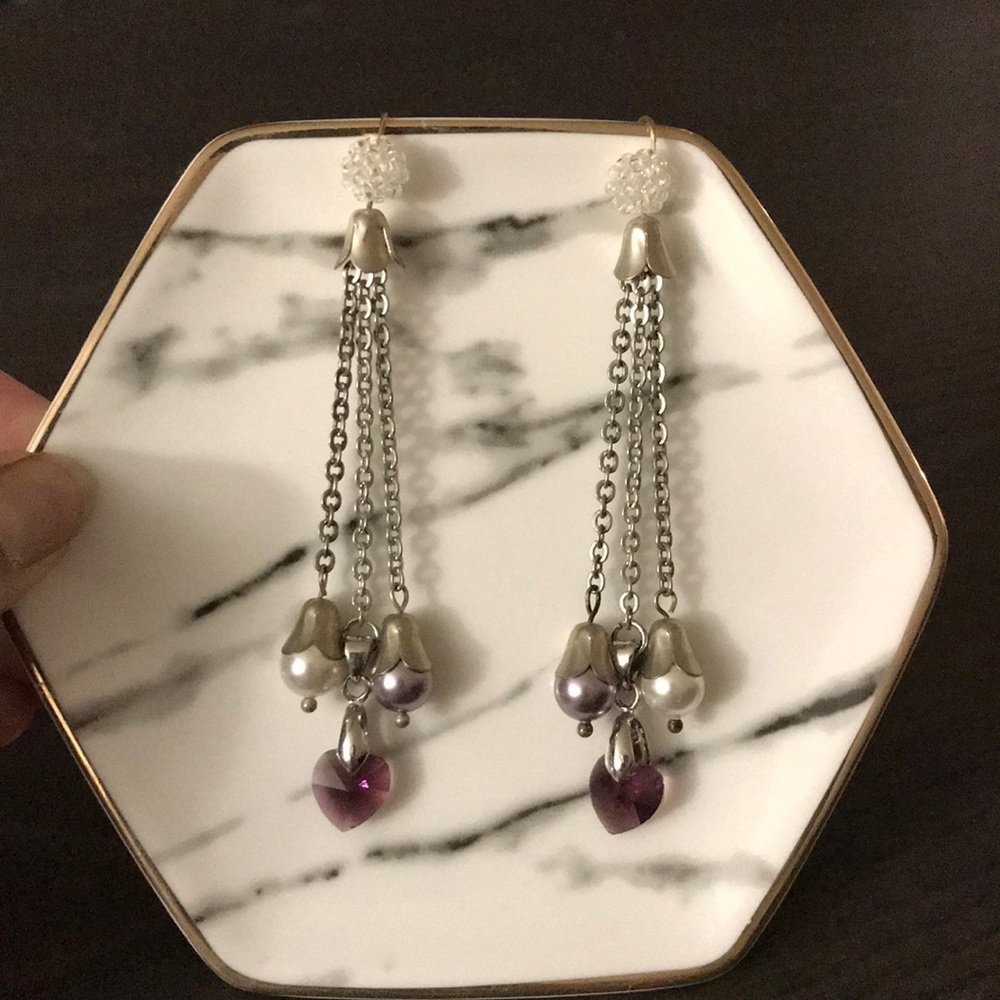 💝 2/$20 💝Purple Heart Swarovski crystal earrings